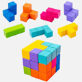 Miniatyrbild 2 av 7: Träpussel, 3D Tetris Tangram-pussel med 7 färgglada kuber Pusselspel för barn vuxna