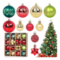 Miniatyrbild 1 av 5: 44 st Färgglada Julgranskuleprydnader Set, Flerfärgade Julgransprydnader Röd Grön Guld Okrossbara Julgranskulor Dekoration, Plast