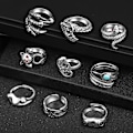 Miniatyrbild 6 av 8: Öppna ringar set knogstackring ormring boho fingerringar för kvinnor män flickor