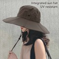 Miniatyrbild 8 av 8: Fiskehatt Över UPF 50 UV-skydd Justerbar Vattentät Mångsidig Bred Brätte Hinkhatt för Utomhusfiske OD Grön