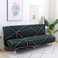 Miniatyrbild 2 av 5: Armlös Futon Soffskydd - Halkskydd, Fällbar, Stretch, Armlös, Skyddande Överdrag för 2-3 Sitsig Armlös Soffa (Svart/Guld)190-210