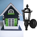 Miniatyrbild 1 av 8: 1:12 Dockhus LED Vägglampa Metall Simulerad DIY Miniatyr Vägglampa Dockhus Dekoration Svart