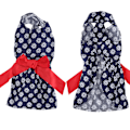 Miniatyrbild 6 av 8: Prinsessklänning för små hundraser, fjärilsrosett, blomstermönster med prästkragar, ventilerande meshdesign, elegant utseende, speciell design för tikar