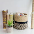 Miniatyrbild 4 av 5: Blomkruka Planterkorg Bomull Rep Korg Förvaring Korg Flätad För Leksaker Filtar I Barnrum 21x21cm, Svart & Jute
