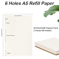 Miniatyrbild 2 av 7: A5-påfyllningspapper, 2 förpackningar linjerat papper + blankt papper, 6 hål pärm insatser papper planerbar påfyllningsbara papper