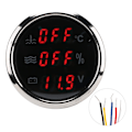 Miniatyrbild 2 av 8: 52mm/2 tum 3‑i‑1 Mätare Vattentemperatur Spänning Vätskenivå Display Europeisk Standard 0‑190ohm Svart Urtavla