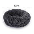 Miniatyrbild 2 av 5: Donut Cuddler, Ångestdämpande Mjuk Rund Bädd Med Fluffig Fuskpäls För Innekatter Och Små Hundar, Maskintvättbar Djurbädd I Mörkgrått (50Cm)
