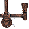 Miniatyrbild 5 av 8: Järnvägglampa Dubbelhuvud Vattenrör Lampa Steampunk Vägglampa med E27 Sockel för Industriell Inredning 220V
