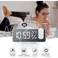 Miniatyrbild 2 av 8: Projektionsväckarklocka, LED-väckarklocka digital med projektion 180° Radioväckarklocka Projektionsklocka Spegel Dubbel väckarklocka med Snooze Auto