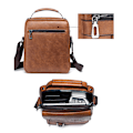 Miniatyrbild 5 av 9: Axelväska PU-läder herr axelväska sidoväska crossbody vintage axelväska mobiltelefonväska messenger bag axelväska herr väska, brun