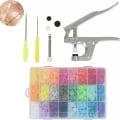 Miniatyrbild 2 av 8: Tryckknappar med SNAPS-tång, 360 set T5 tryckknappar i 24 färger för DIY-hantverk (tryckknappar med SNAPS-tång)