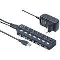Miniatyrbild 1 av 6: USB-multikontakt: Aktiv USB 3.0-hubb med 7 portar, individuellt omkopplingsbar, 2 A strömförsörjning (USB-switch)