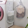 Miniatyrbild 2 av 7: Pop-up hängande tvättkorg liten nät tvättkorg 2-pack hopfällbar korg hopfällbar väggmonterad förvaringsväska, skolmaterial grå &