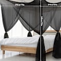 Miniatyrbild 3 av 6: Myggnät dubbelsäng vit stor flugnät säng för anti-insekter med 4 hörnstolpar baldakin fyrkantig för enkelsäng till king size säng baldakin myggnät