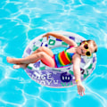 Miniatyrbild 8 av 8: Uppblåsbara Badringar med Glitter, Fräsch Färg Simring För Pooläventyr, Innovativ Design Premiumkvalitet Poolleksaker För Vattenfest