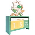 Miniatyrbild 1 av 3: Trä skrivbord block kalender evig block månad datum vecka display för hem kontor inredning（Hjort) Grön