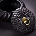 Miniatyrbild 4 av 8: Tung Askkopp, Rund Form Med Lock Elegant Konstnärlig Målning På Ytan Cool Askkoppsdesign För Hemmakontor Inomhusdekoration