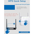 Miniatyrbild 4 av 5: WiFi-förstärkare, förstärkare, repeater för hem och utomhus, superförstärkare 1200 Mbps (6000 kvm), 2,4 och 5 GHz WiFi Dual Band WPS WiFi-signal stark