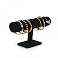 Miniatyrbild 2 av 5: T-Bar Ställ för Smyckesorganisatör, Rektangulär Bas Armbandshållare, Sammet Material för Halsband Armband Display, Träkonstruktion Säkerställer