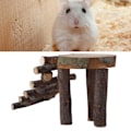 Miniatyrbild 7 av 8: Trähållare för hamster med plattform, naturligt äppelträ, tuggleksak för små husdjur, träpärlor, enkel stege, plattform