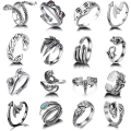 Miniatyrbild 1 av 8: Öppna ringar set knogstackring ormring boho fingerringar för kvinnor män flickor