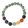 Miniatyrbillede 5 af 11: Chakra Armbånd Elastisk Snøre Stressaflastning Afslappende Tæt Forbundet Perle Armbånd til Meditation Fest Healing Grøn