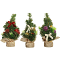 Miniatyrbilde 1 av 5: 3 stk Mini kunstig juletre med ornamenter - Perfekt julepynt til bord og skrivebord, 8 tommer / 20 cm høyt lite juletre for Yo