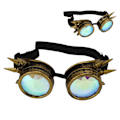 Miniatyrbilde 10 av 10: Regnbue Krystall Linser Halloween Rave Briller - Justerbare Psykedeliske Steampunk Stil med Trippy Kaleidoskopeffekt i Bronse