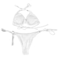 Miniatyrbild 8 av 9: 2-delad baddräkt med korsning, bikiniset med band i sidan, dam, sommar, strand, bad, vit, M