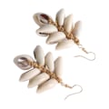 Miniatyrbilde 2 av 11: Conch-skjell øredobber Boho-stil Skjell hengende øredobber Håndvevde øredobber for kvinner jenter Kaffe farge