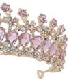 Miniatyrbilde 6 av 8: Bryllupskrone for kvinner, legering med strass, hårtilbehør til prom, kostymefest, rosa og gull