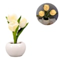 Miniatyrbilde 5 av 10: Elegant Tulipan Nattelys i Keramikk - Mykt Lys Batteridrevet Bordlampe for Bokhandlere & Kafeer - Hvit PU Blomsterdesign
