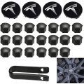 Miniatyrbilde 1 av 3: Aero-hjuldeksler og hjulmuttersett med Tesla-logo for Model 3, Model Y (svart)
