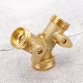 Miniatyrbillede 5 af 11: 3/4 Tommer 2-Vejs Havevandingsfordeler Have Messing Vandforbindelse med Ventil US Standard