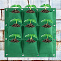 Pikkukuva 3 / 9: 9 Taskun Vertical Greening Seinäpuutarha Kasvatuspussi Istutuslaatikko (Vihreä)