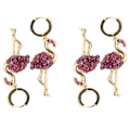 Miniatyrbilde 7 av 11: 2 Par Øredobber Diamant Flamingo Drop Dangle AllMatch Mote Ørepynt