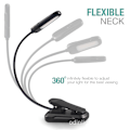 Miniatyrbillede 4 af 5: Læselampe 9 LED læselys Clip Lamp USB Genopladelig 9 lysstyrketilstande og 3 farvetemperaturer, 360° fleksibel halsklemmelampe til seng, bog, N
