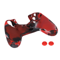 Miniatyrbillede 1 af 11: Silikonetui med skridsikker beskyttende greb til PS4-controller (Camouflage Red til PS4 Silikonetui Tommelgreb)