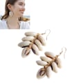 Miniatyrbilde 11 av 11: Conch-skjell øredobber Boho-stil Skjell hengende øredobber Håndvevde øredobber for kvinner jenter Kaffe farge