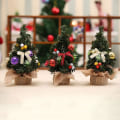 Miniatyrbilde 3 av 5: 3 stk Mini kunstig juletre med ornamenter - Perfekt julepynt til bord og skrivebord, 8 tommer / 20 cm høyt lite juletre for Yo