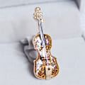 Pikkukuva 6 / 6: Vintage Exquisite Mini Violin Brooch Alloy Musical Instrument Fashion Breastpin Gift - Brown