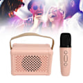 Miniatyrbillede 11 af 11: Bærbar Karaoke Højttalersystem Multifunktionel Mini Sød Bluetooth Højttaler med Mikrofon til Hjem Udendørs Fest Rosa