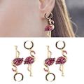 Miniatyrbilde 10 av 11: 2 Par Øredobber Diamant Flamingo Drop Dangle AllMatch Mote Ørepynt