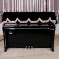 Miniatyrbillede 5 af 9: 88-Tasters Pianostøvbetræk - Halv-Dækket Flanel med Elegant Kant (Sort)