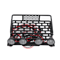 Pikkukuva 2 / 10: Pieni kattoteline-matkatavaroiden kuljetus LED-valolla pyöreä SCX10 1/10 RC-autolle (4 valkoista)