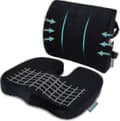 Orthopedic seat cushion with back and lumbar support compatible with office chairs