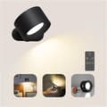 Battery-powered wall lamp, 360° adjustable indoor lighting, 3 color temperatures, 3 brightness levels, touch function Black Remote Control