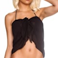 Miniatyrbillede 9 af 9: 2-delt strandskjørt, kort sarong i chiffon, blød solbeskyttelse, sommerbikiniwrap til kvinder, sort + hvid