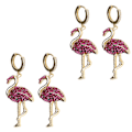 Miniatyrbilde 4 av 11: 2 Par Øredobber Diamant Flamingo Drop Dangle AllMatch Mote Ørepynt