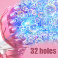 Miniatyrbild 4 av 11: Cartoon Bubbelblåsare 32 Hål Automatisk Bubbelmaskin Elektrisk Fläkt med Ljus för Festfavoriter Sommarleksak Barnfödelsedagspresent